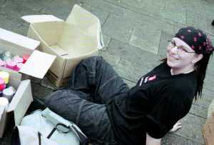 Lorena doing fieldwork at the 2001 Aotearoa Hip-Hop Summit